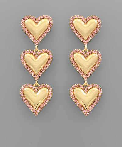 Pink Dangle Heart Earrings