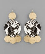 Snake Print Gold Disc Earring