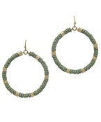 Mint Wood Bead Circle Earring