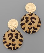 Leather Leopard Disc Earrings