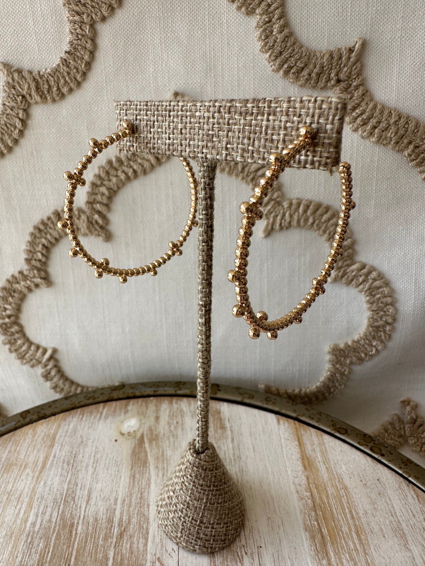 Gold Multi Beaded Hoop Earrings