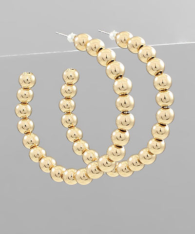 Gold Beaded Hoops