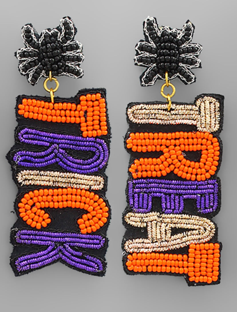 Trick or Treat seed bead earring