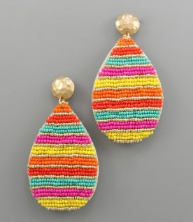 Striped Teardrop Seed Bead Earring