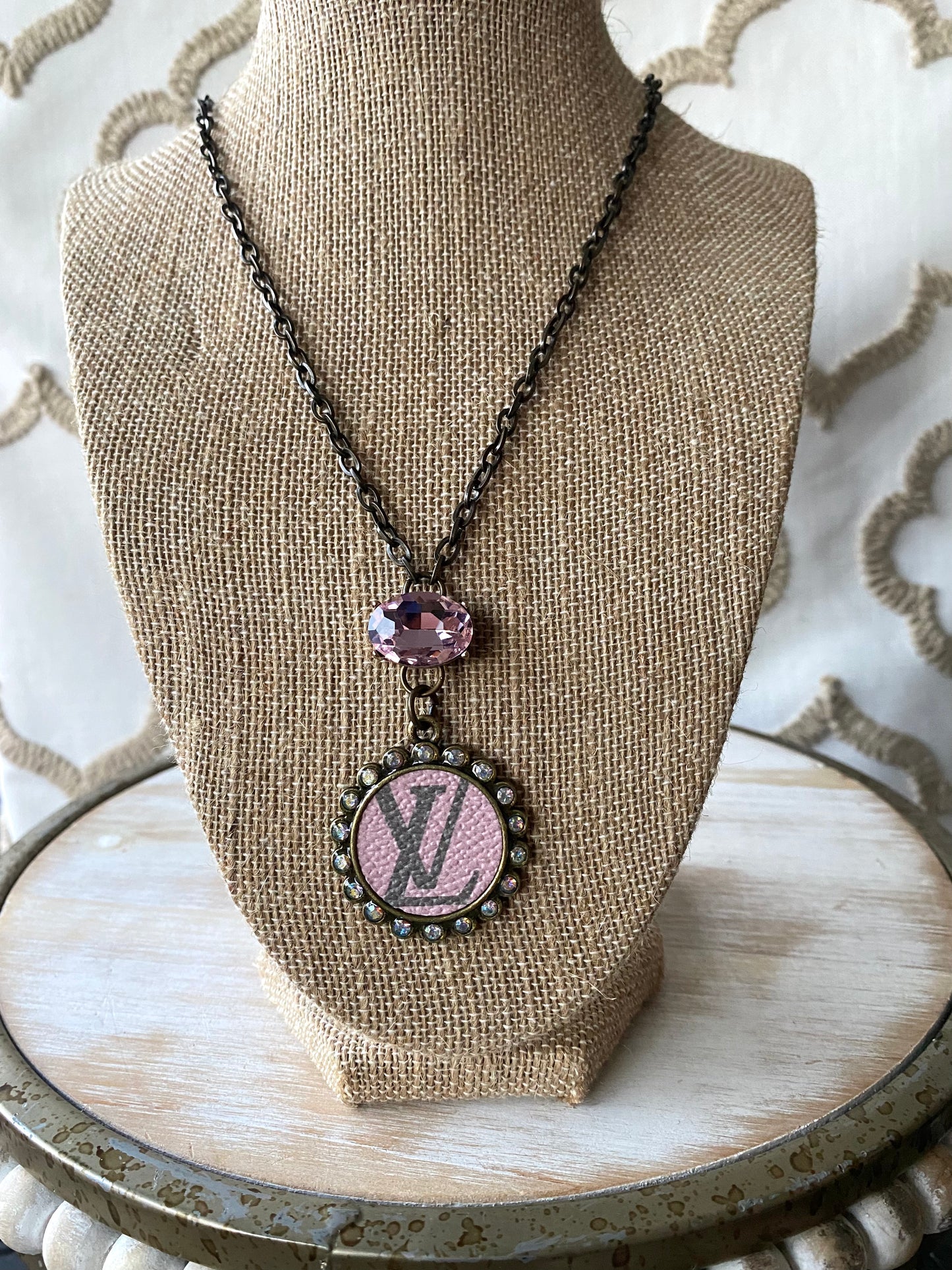 Upcycled Pink Crystal Necklace