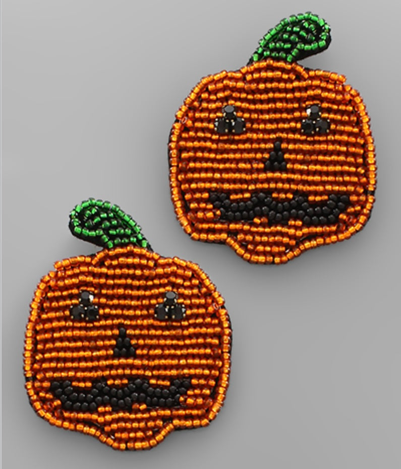 Pumpkin seed bead earring