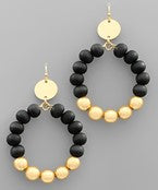 Wood Bead & Gold Earring