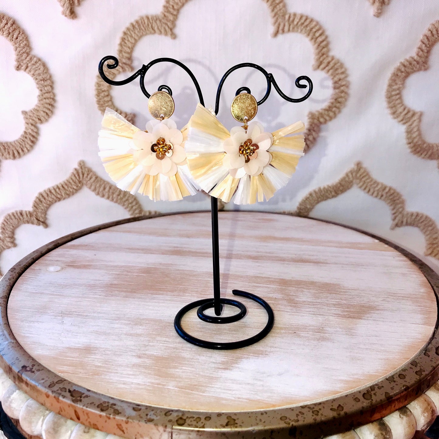 Raffia Floral Fan Earring