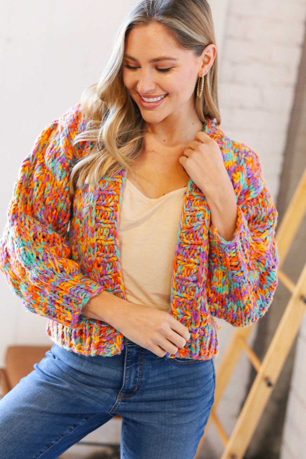 Multi Color Open Cardigan