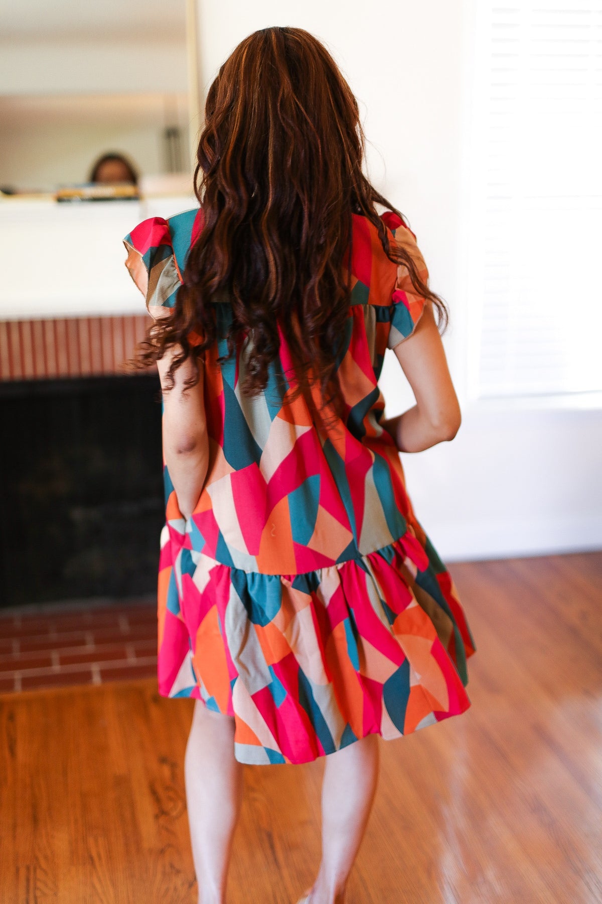 Stand Out Magenta & Teal Geometric Dress