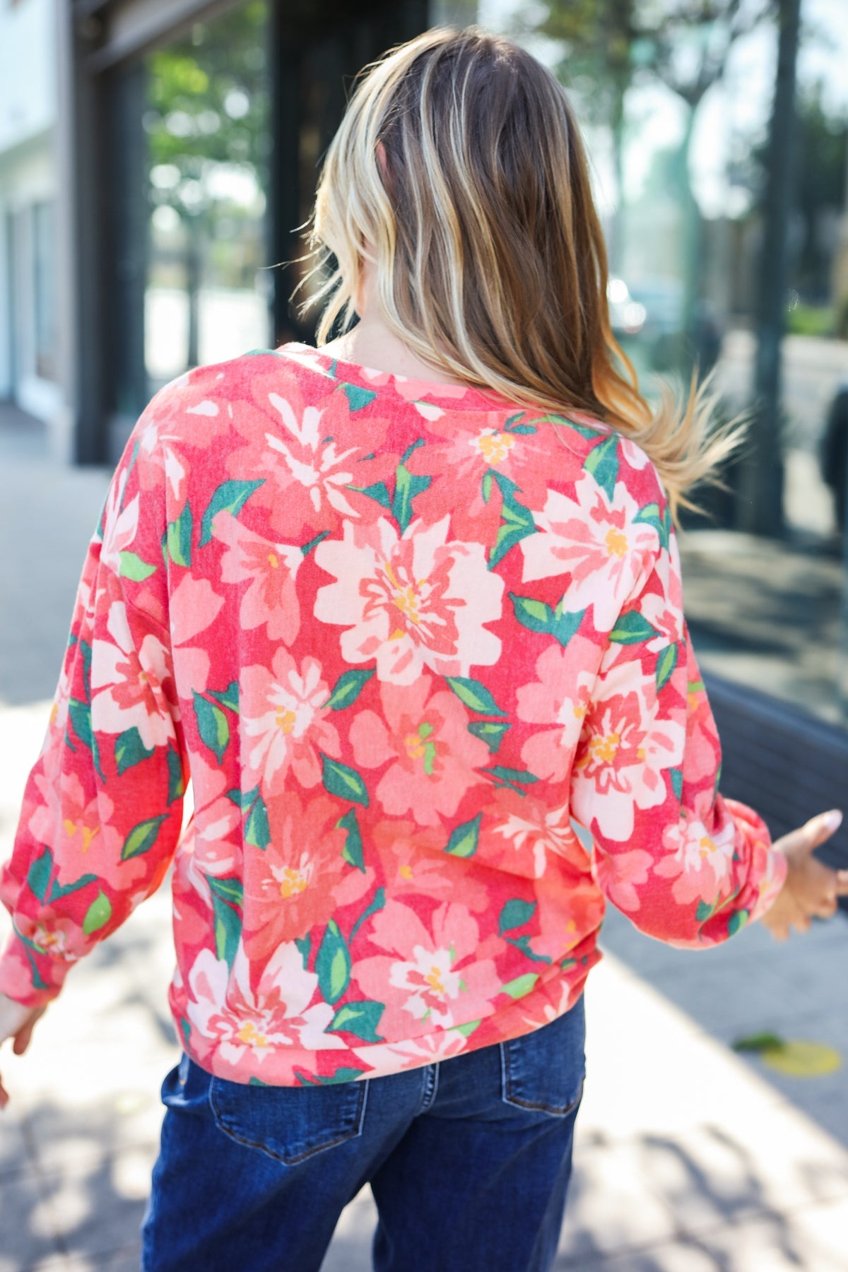 Feeling Femme Red Floral  Sweater Top