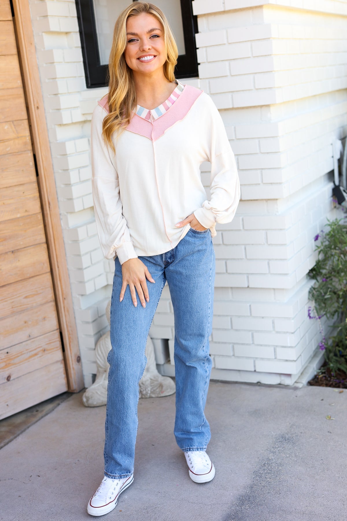 Champagne & Blush Rainbow Stripe Top