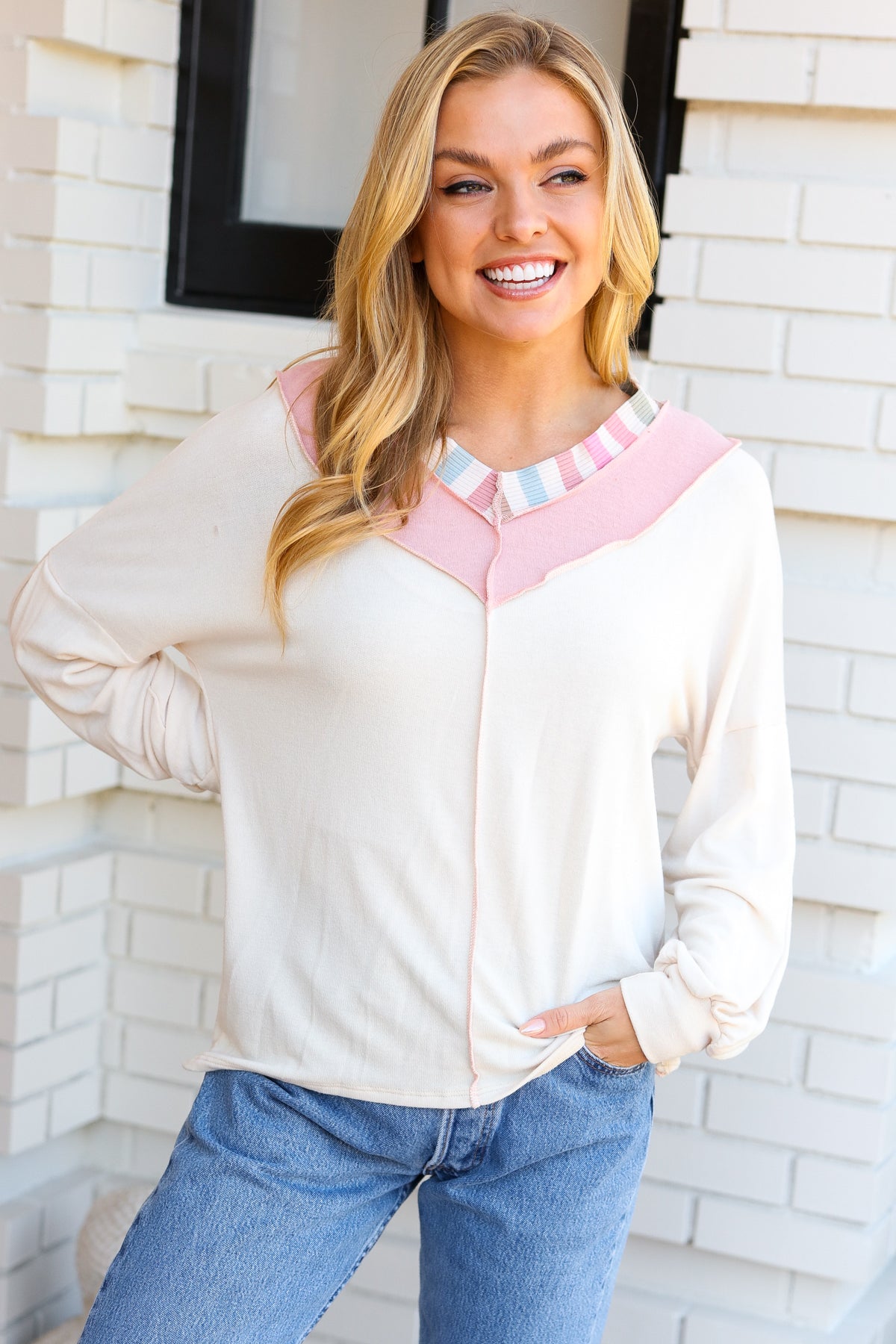 Champagne & Blush Rainbow Stripe Top