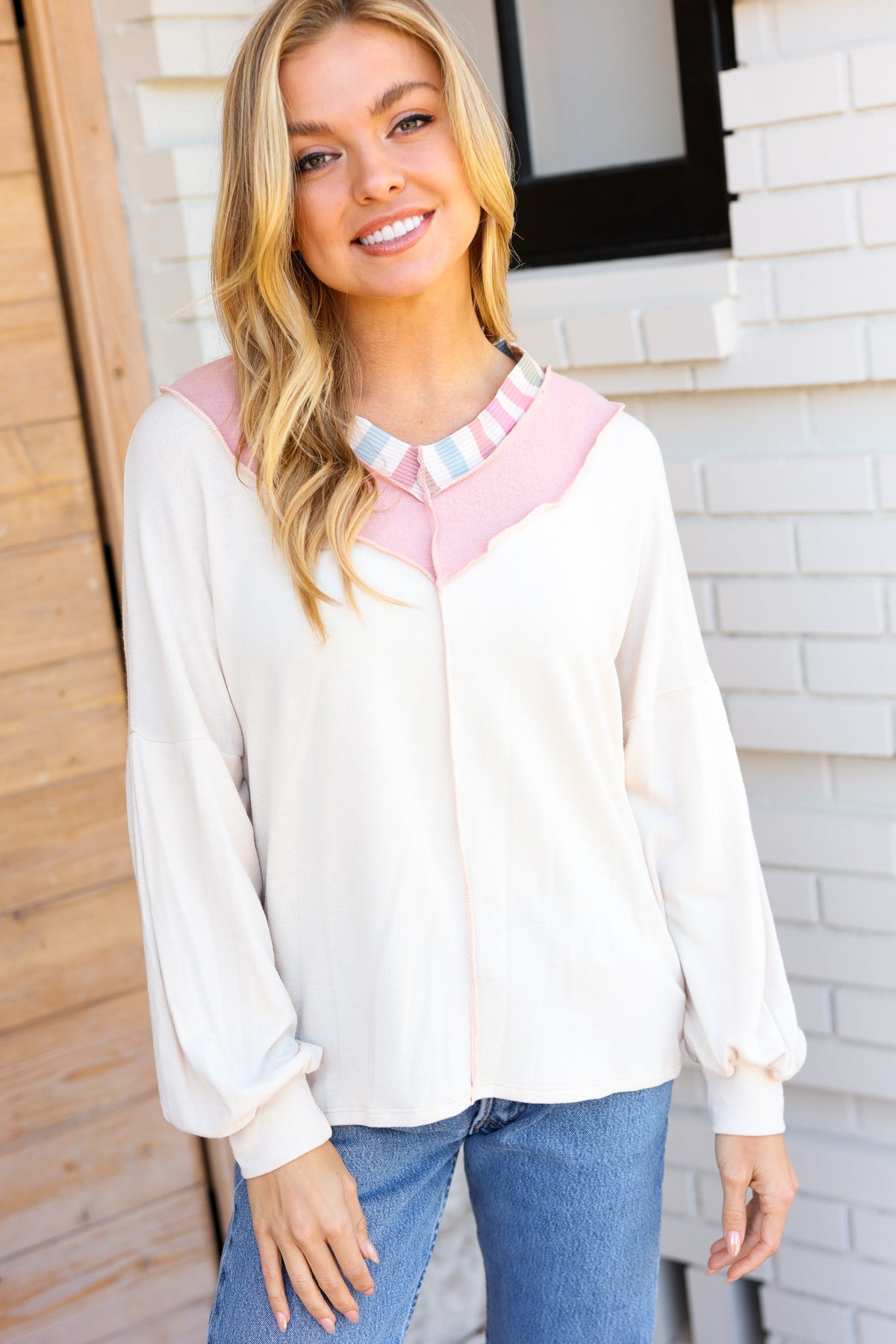 Champagne & Blush Rainbow Stripe Top