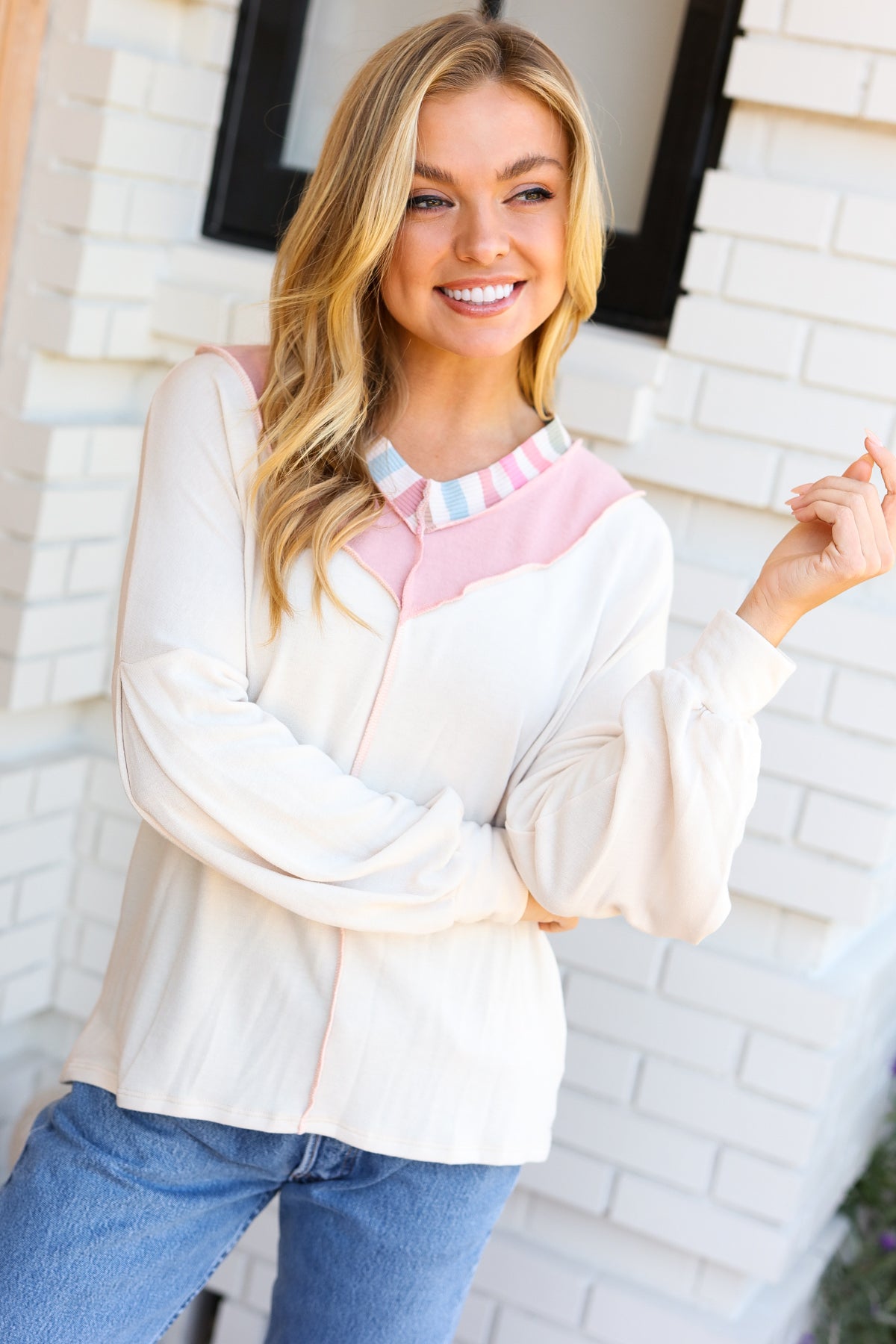 Champagne & Blush Rainbow Stripe Top