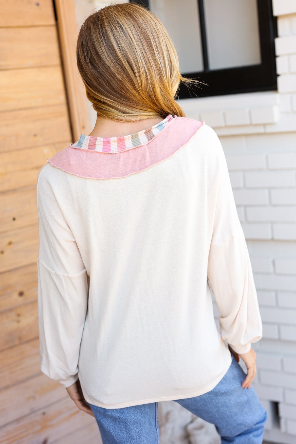 Champagne & Blush Rainbow Stripe Top