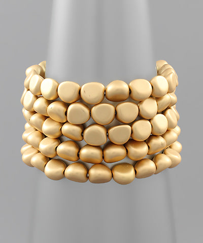 5 Strand Matte Gold Bead Bracelet