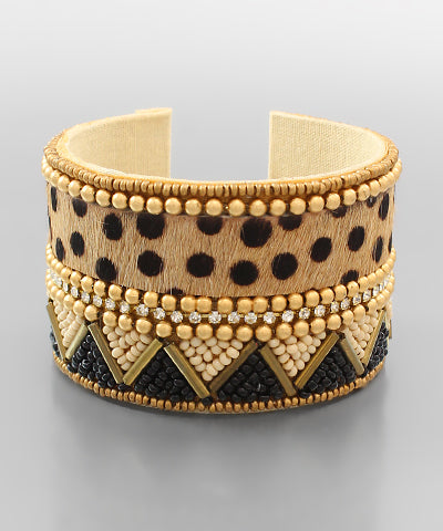 Beaded Animal Print Cuff