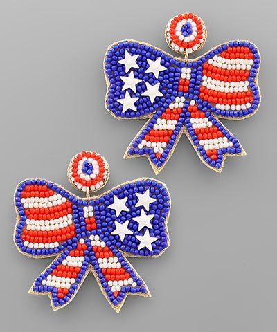 Patriotic Bow Earring