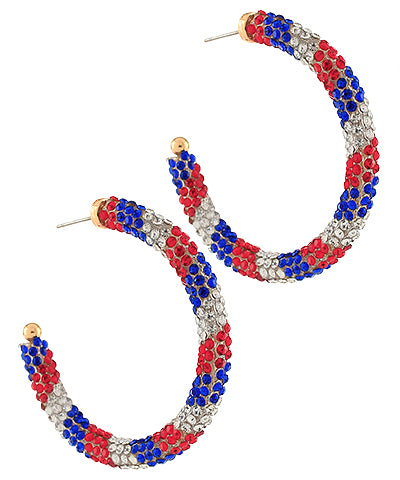 Patriotic Sparkle Hoop Earrings