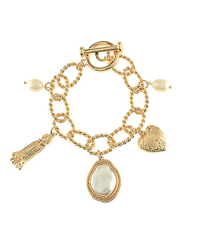 Gold & Pearl Charm Bracelet