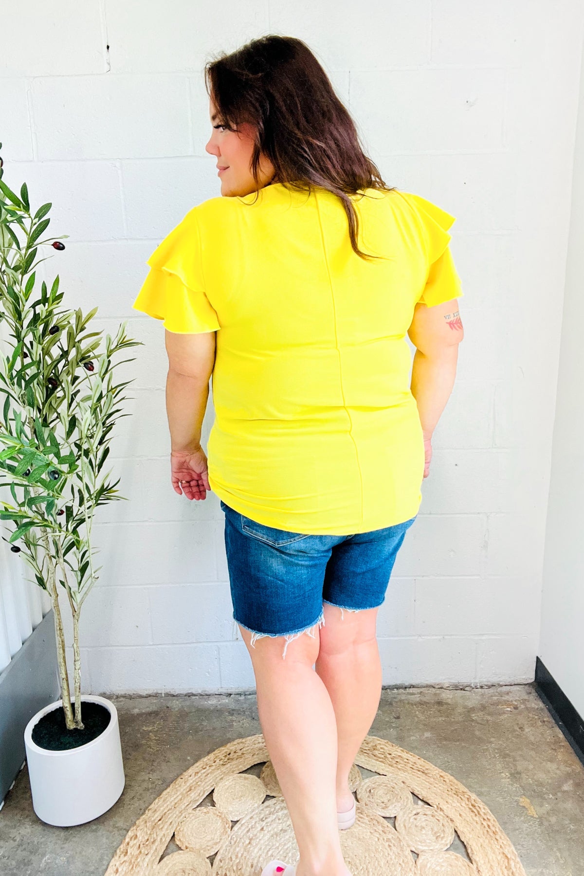 Yellow Double Ruffle Sleeve Top