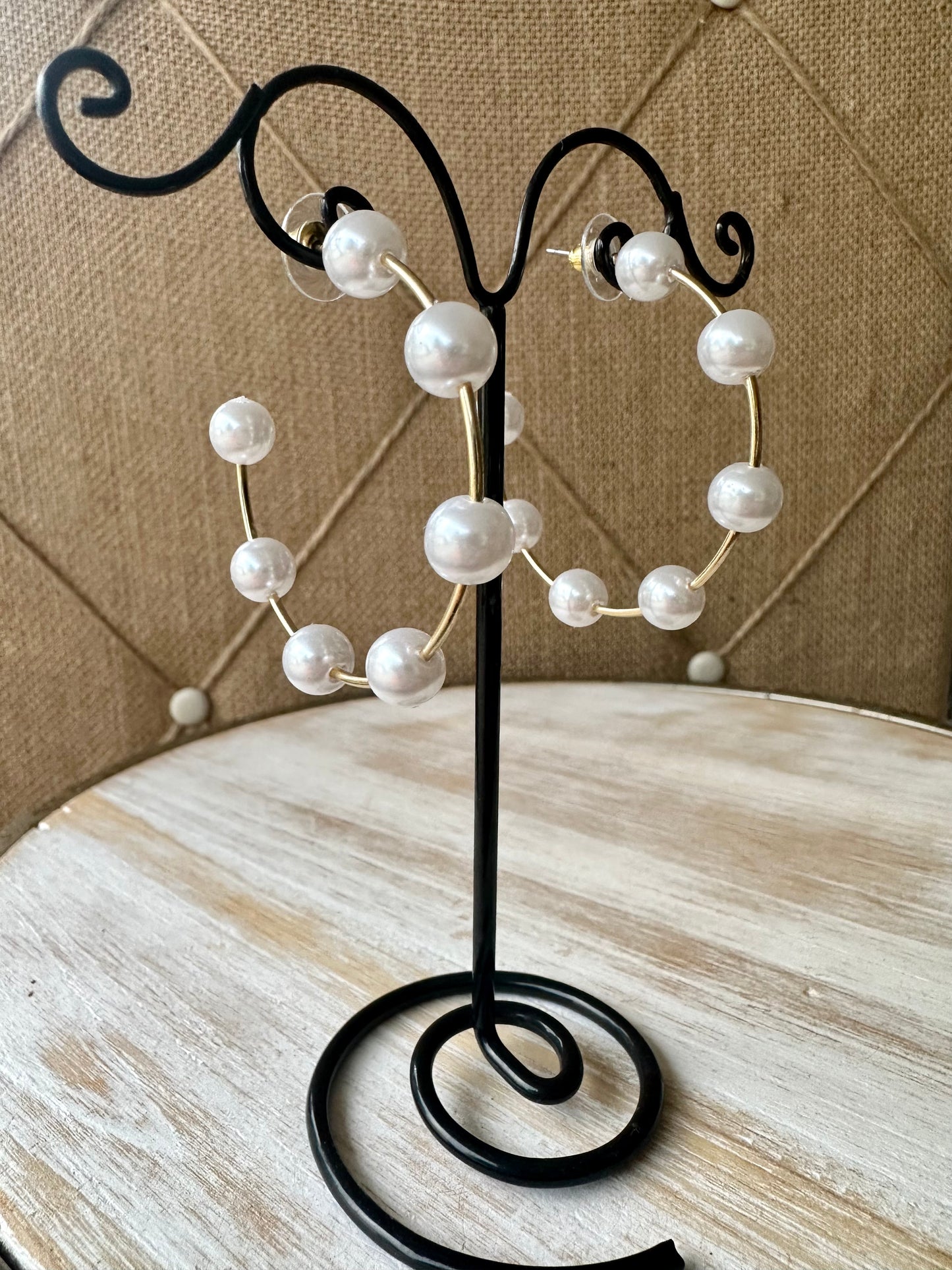 6-Pearl Pearl Hoop Earring