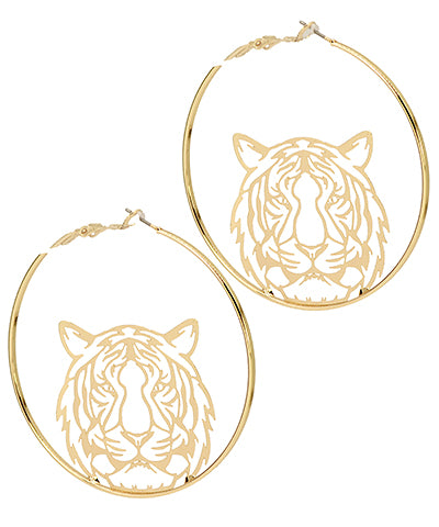 Gold Tiger Hoop Earrings