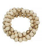 Wood Ivory Bead Stretch Bracelet