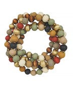 Multi Color Wood Bead Stretch Bracelet