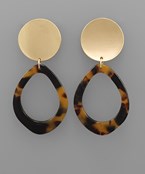 Gold Disc Tortoise Cut Out Earring