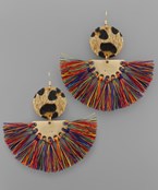 Leopard & Multi Color Fringe Earring