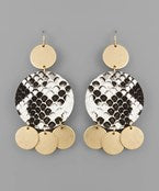 Snake Print Gold Disc Earring