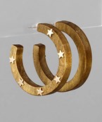 Wood Star Studded Wood Hoop Earring