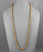 Light Brown Wood Bead Necklace Set