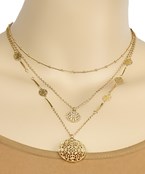 Filigree Disc Layered Choker-Warm Gold