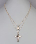 Pearl Cross Layer Necklace