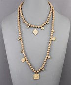 Natural Coin & Wood Layered Necklace