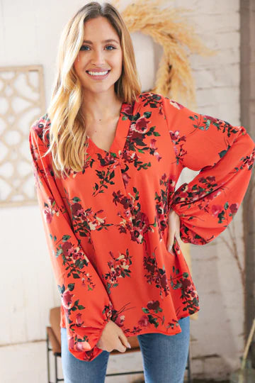 Floral V-Neck Blouse