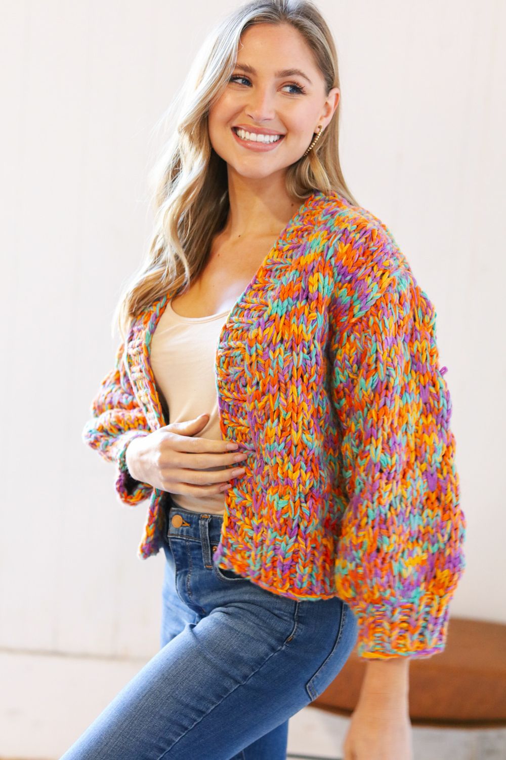 Multi Color Open Cardigan1